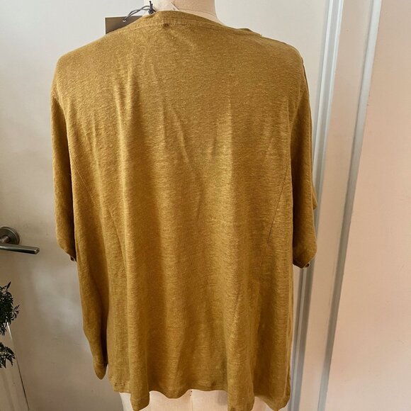 NWT POETRY Gold Linen Short Sleeve Top Size 18 - Picture 3 of 6
